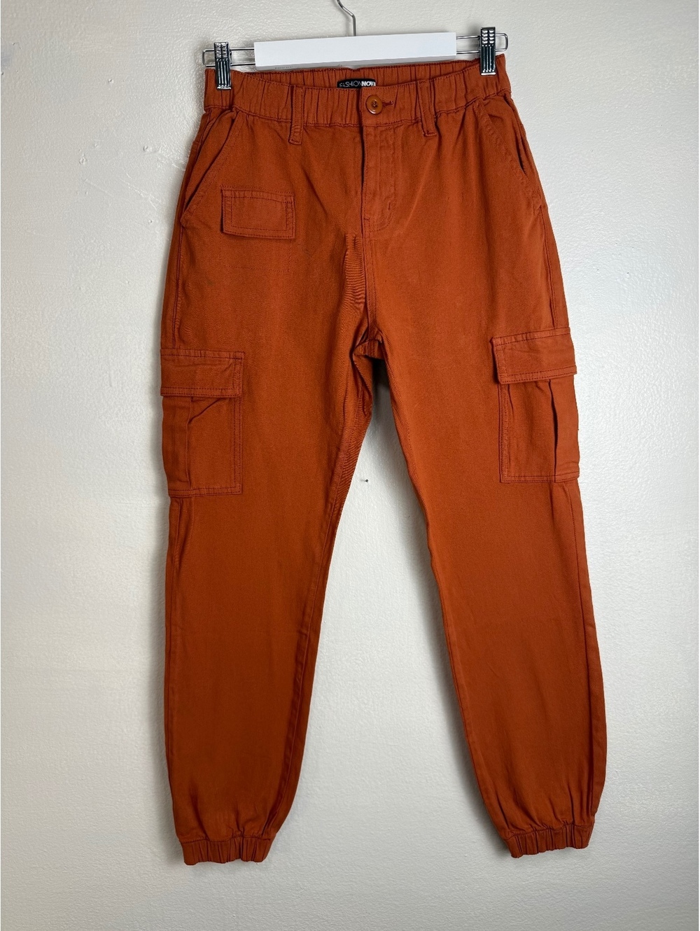 Fashion Nova Rust Orange Cargo Jogger Pants Size S Utility High Rise Streetwear